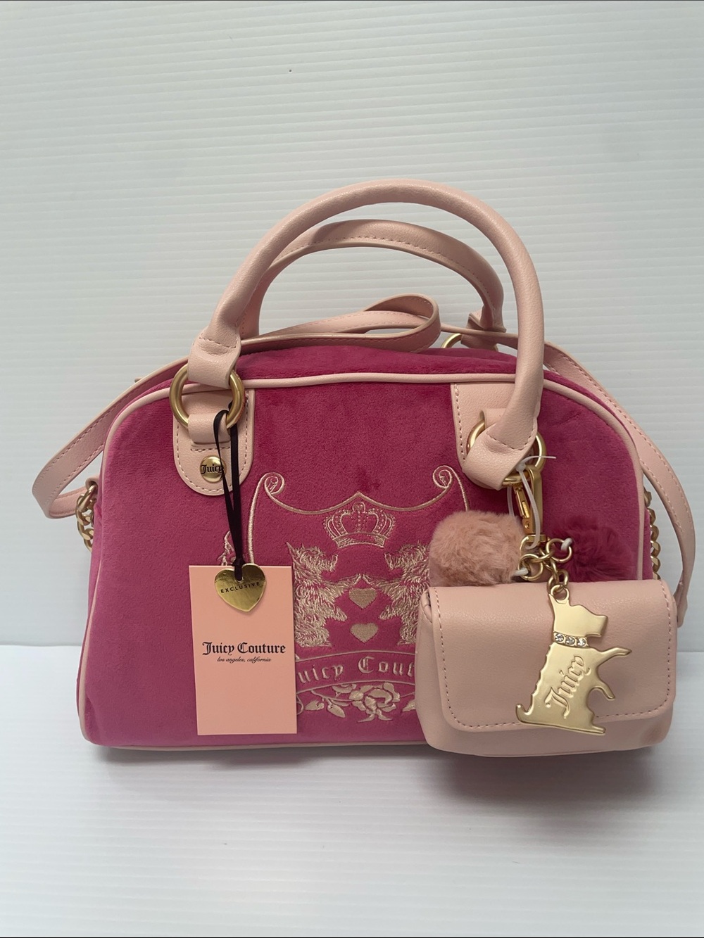 Juicy Couture Raspberry Tart New Love Chapter Velour Satchel